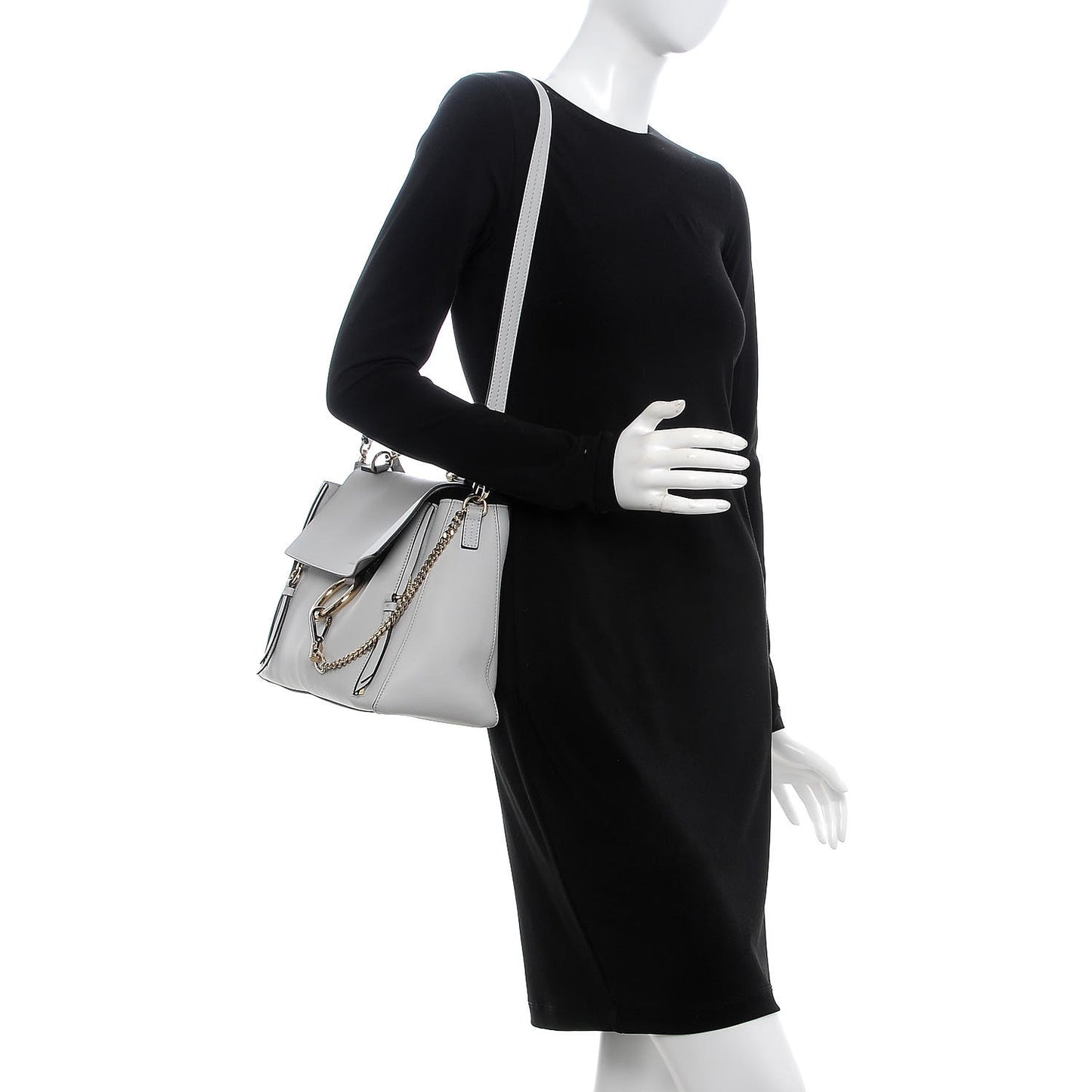 Calfskin Medium Faye Day Shoulder Bag Airy Grey