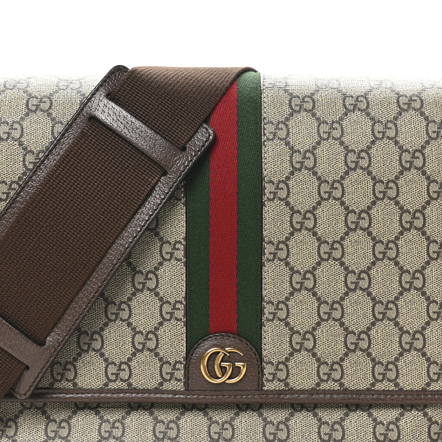 Gucci Tender GG Supreme Monogram Textured Dollar Calfskin Ophidia Messenger Bag Beige Ebony Dark Brown 7 of 9