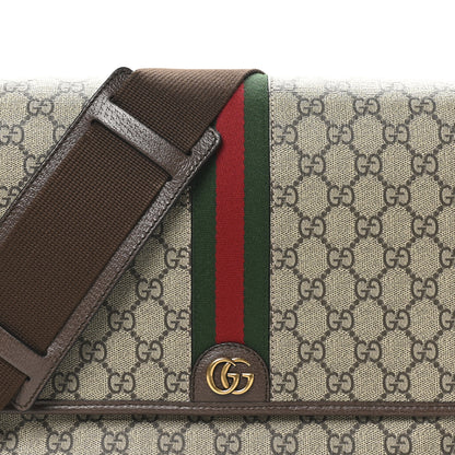 Gucci Tender GG Supreme Monogram Textured Dollar Calfskin Ophidia Messenger Bag Beige Ebony Dark Brown 7 of 9