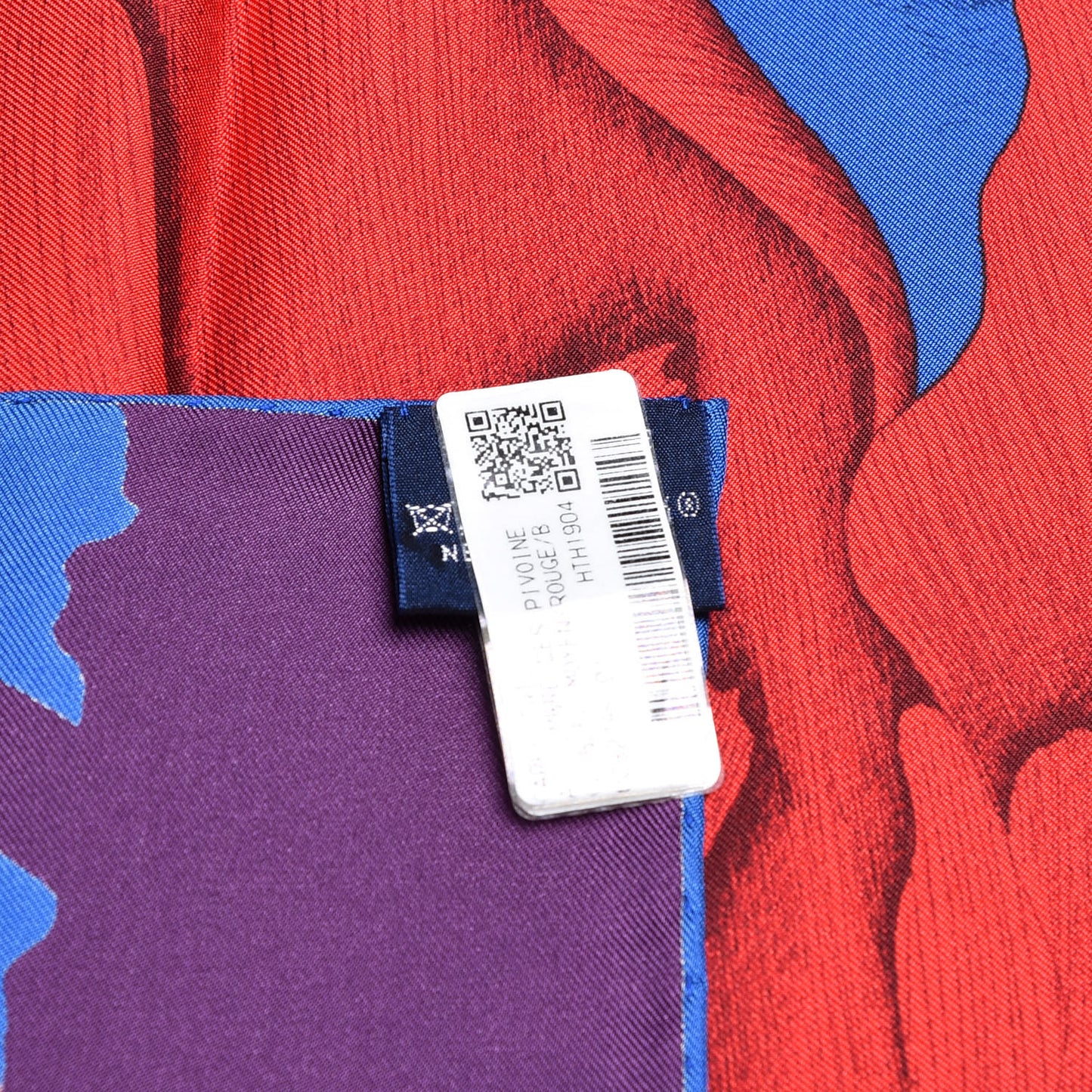 Silk L'Ombre Des Pivoine Scarf 90 Bleu Moyen Rouge White