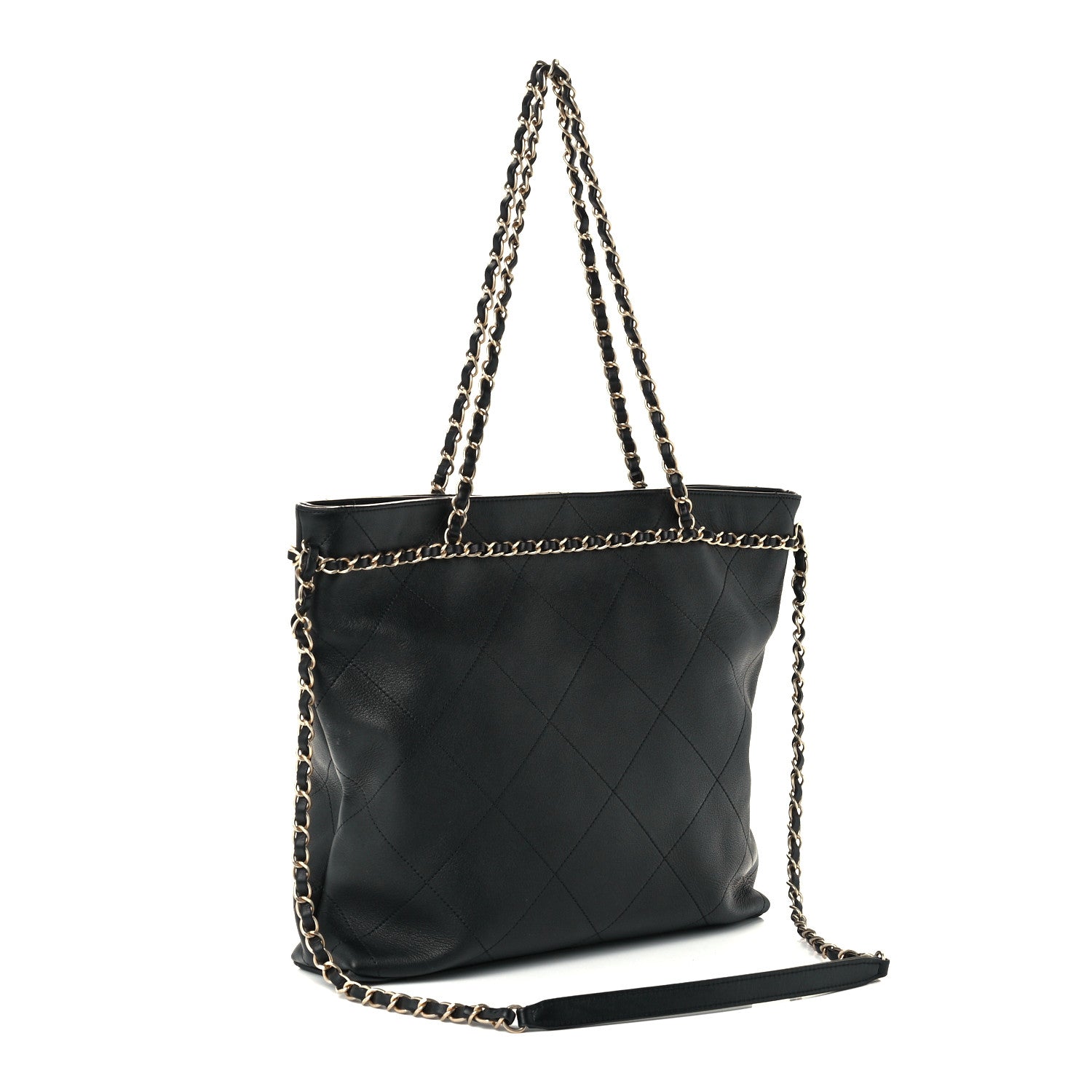 Chanel Calfskin Stitched Medium Shopping Tote Black 2 of 10