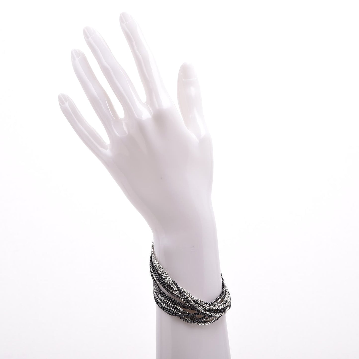 Darkened Sterling Silver 21mm Multi Row Box Chain Bracelet