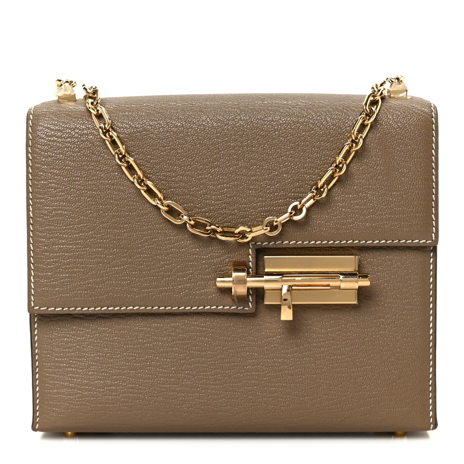 Hermes Chevre Chamkila Mini Verrou Chaine Bag Etoupe 1 of 12