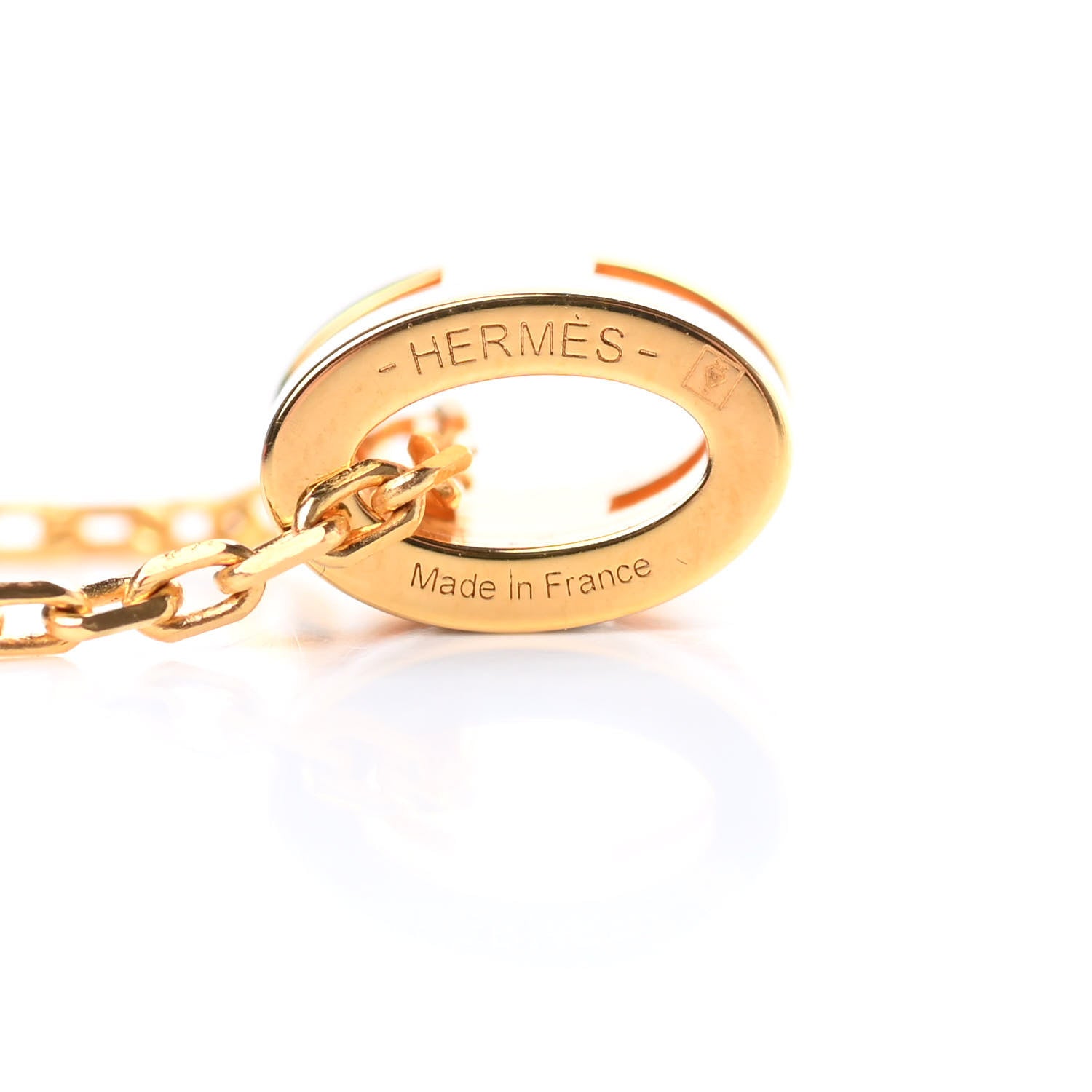 Hermes Lacquered Gold Mini Pop H Pendant Necklace White 4 of 6