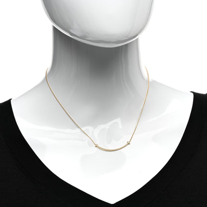 Tiffany 18K Yellow Gold Diamond Small T Smile Pendant Necklace 2 of 5