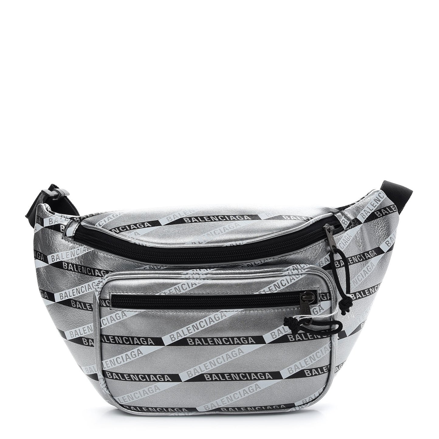 Metallic Calfskin Losange Monogram Explorer Belt Bag Silver Black White
