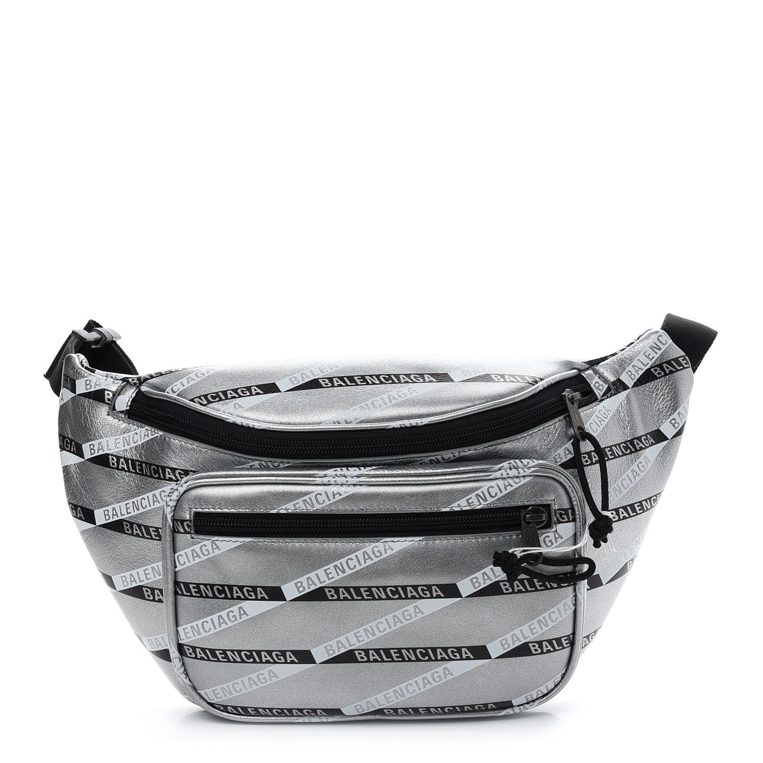 Balenciaga Metallic Calfskin Losange Monogram Explorer Belt Bag Silver Black White 1 of 9