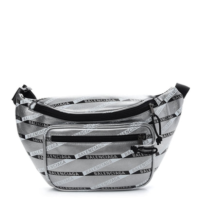 Balenciaga Metallic Calfskin Losange Monogram Explorer Belt Bag Silver Black White 1 of 9