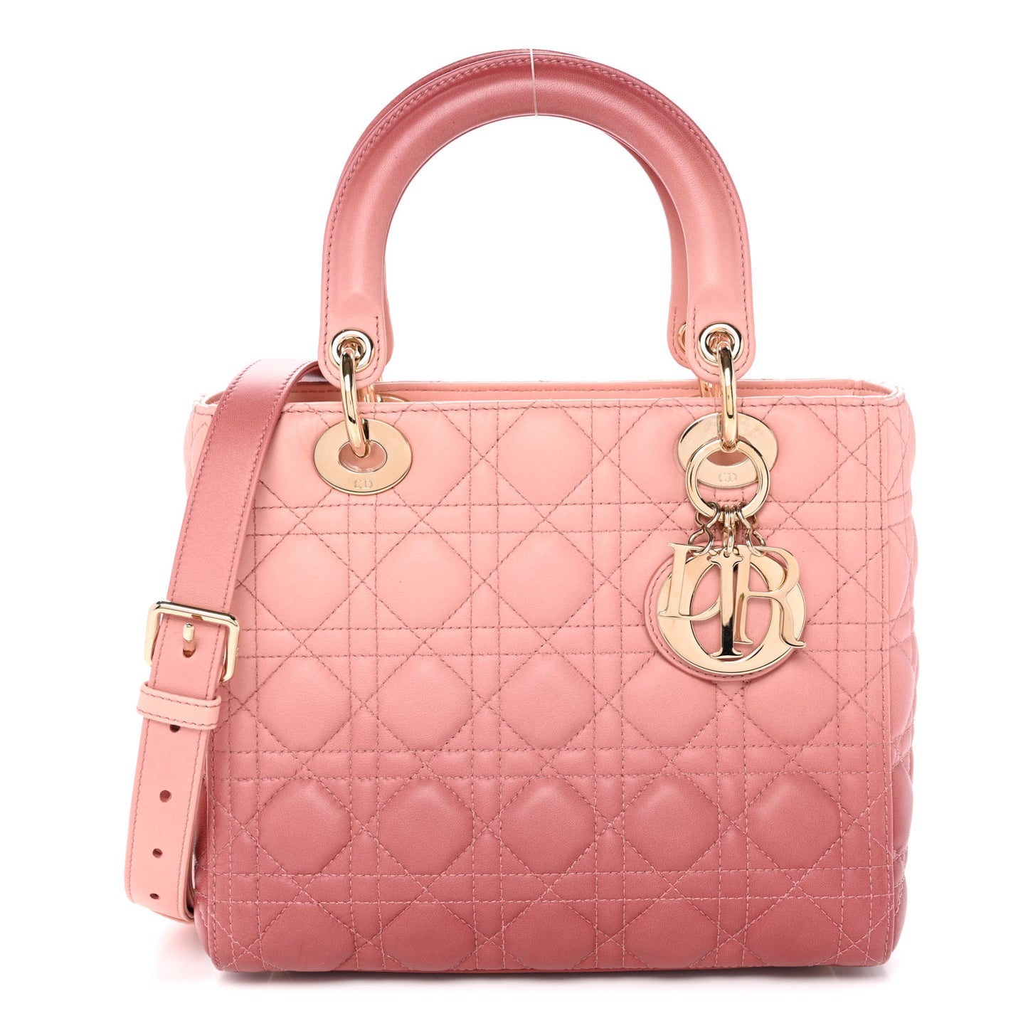 Lambskin Cannage Gradient Medium Lady Dior Pink