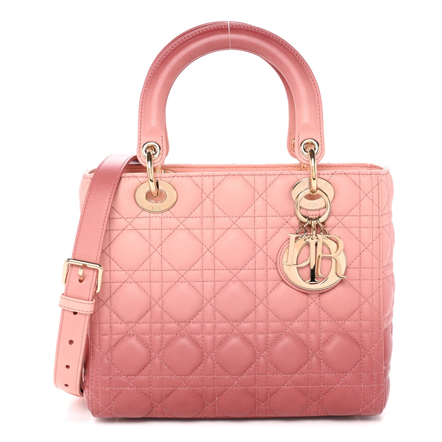 Christian Dior Lambskin Cannage Gradient Medium Lady Dior Pink 1 of 11