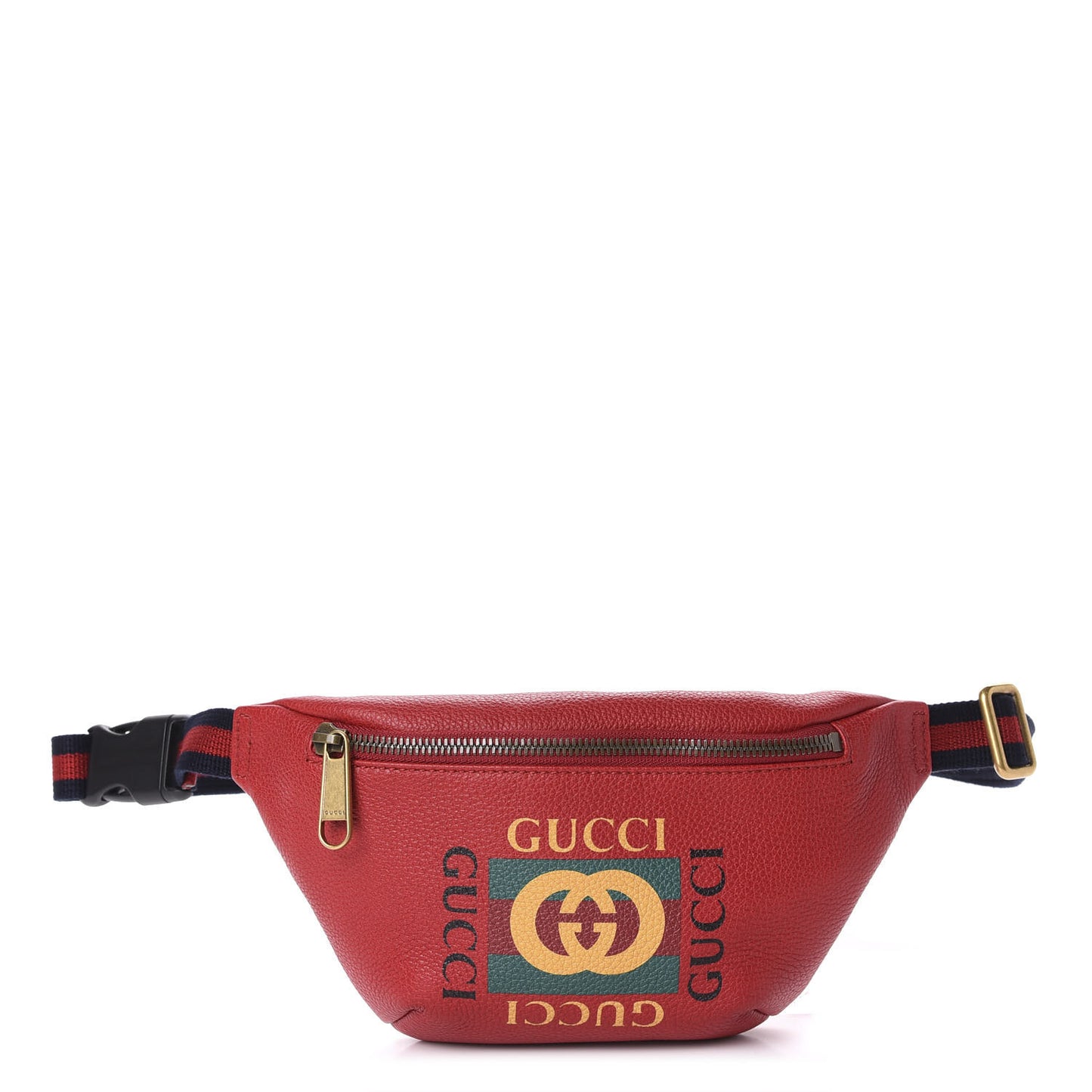 Grained Calfskin Small Logo Belt Bag Hibiscus Red