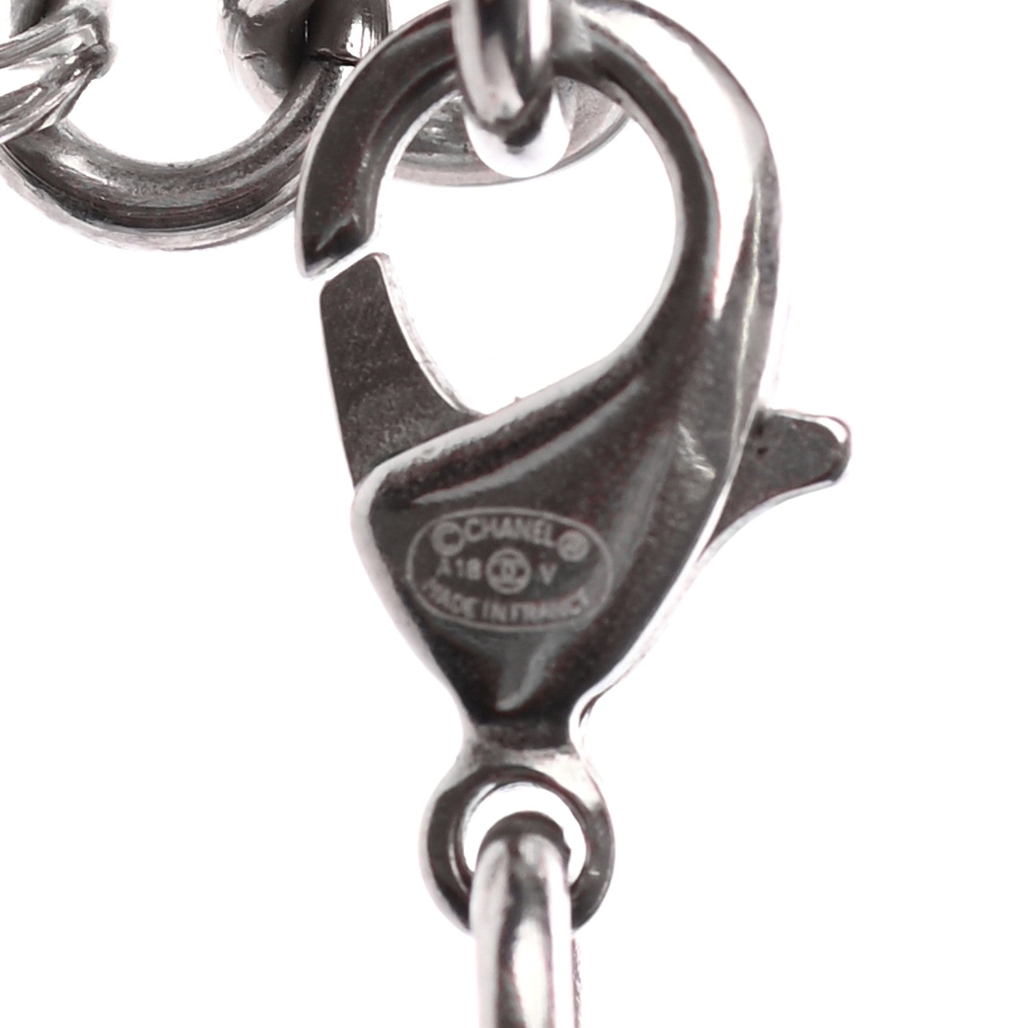 Chanel Crystal Pearl CC Long Necklace Silver 5 of 5
