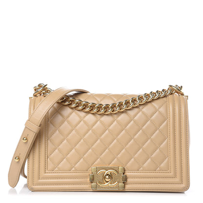 Chanel Lambskin Quilted Medium Boy Flap Light Beige 1 of 13