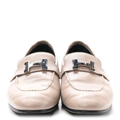 Hermes Goatskin Womens Paris Loafers 37.5 Beige Nude 3 of 10