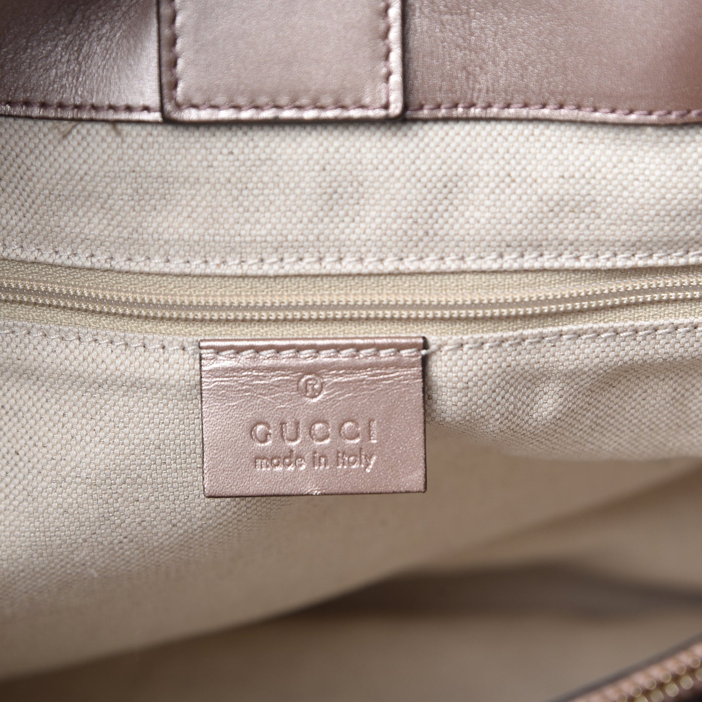 Metallic Microguccissima Medium Sukey Top Handle Tote Light Pink