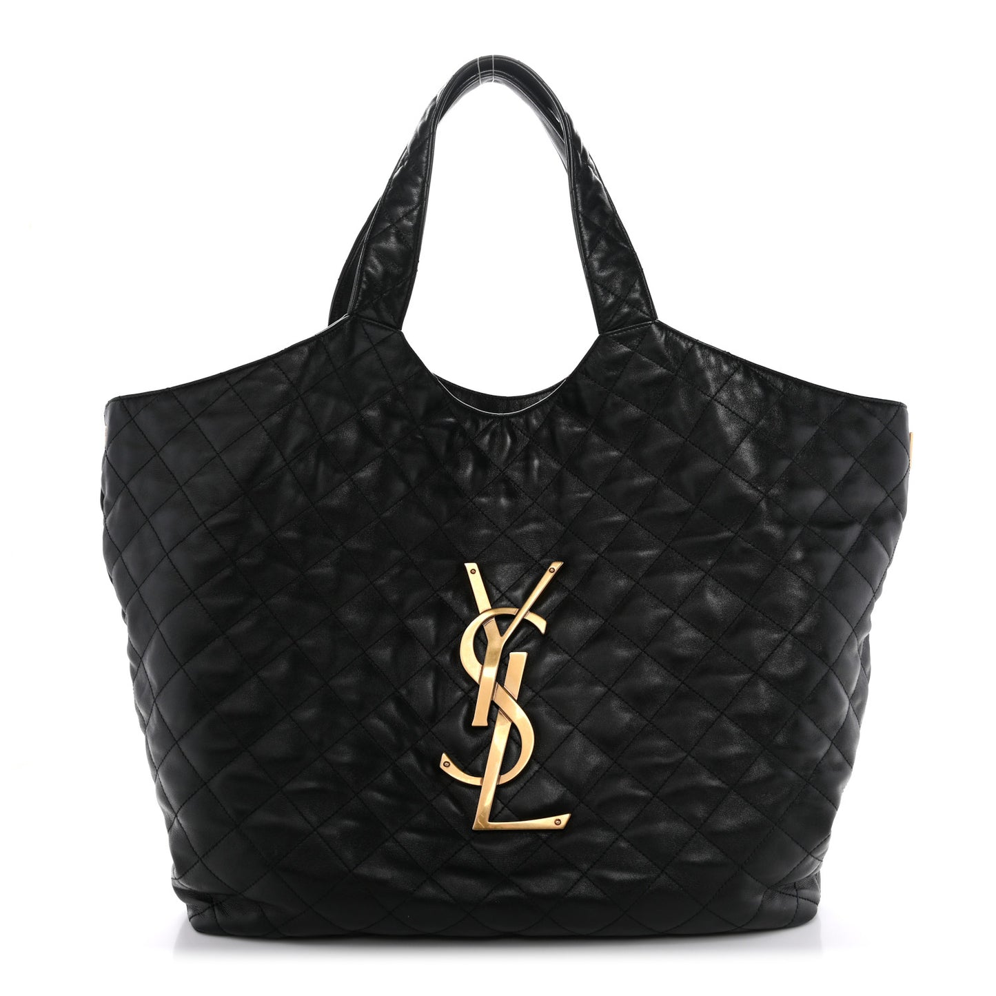 Lambskin Quilted Maxi Icare Shopping Tote Black