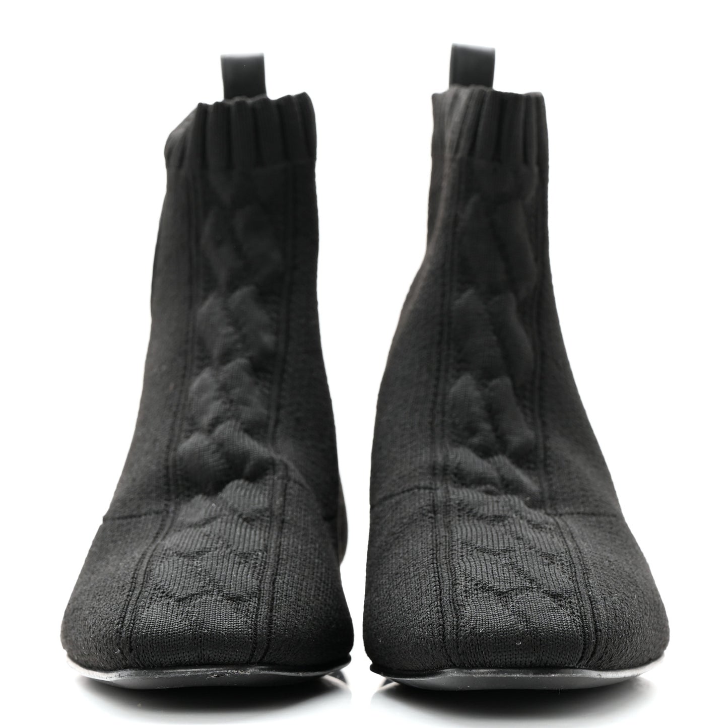 Knit Calfskin Duo Ankle Boots 36 Black