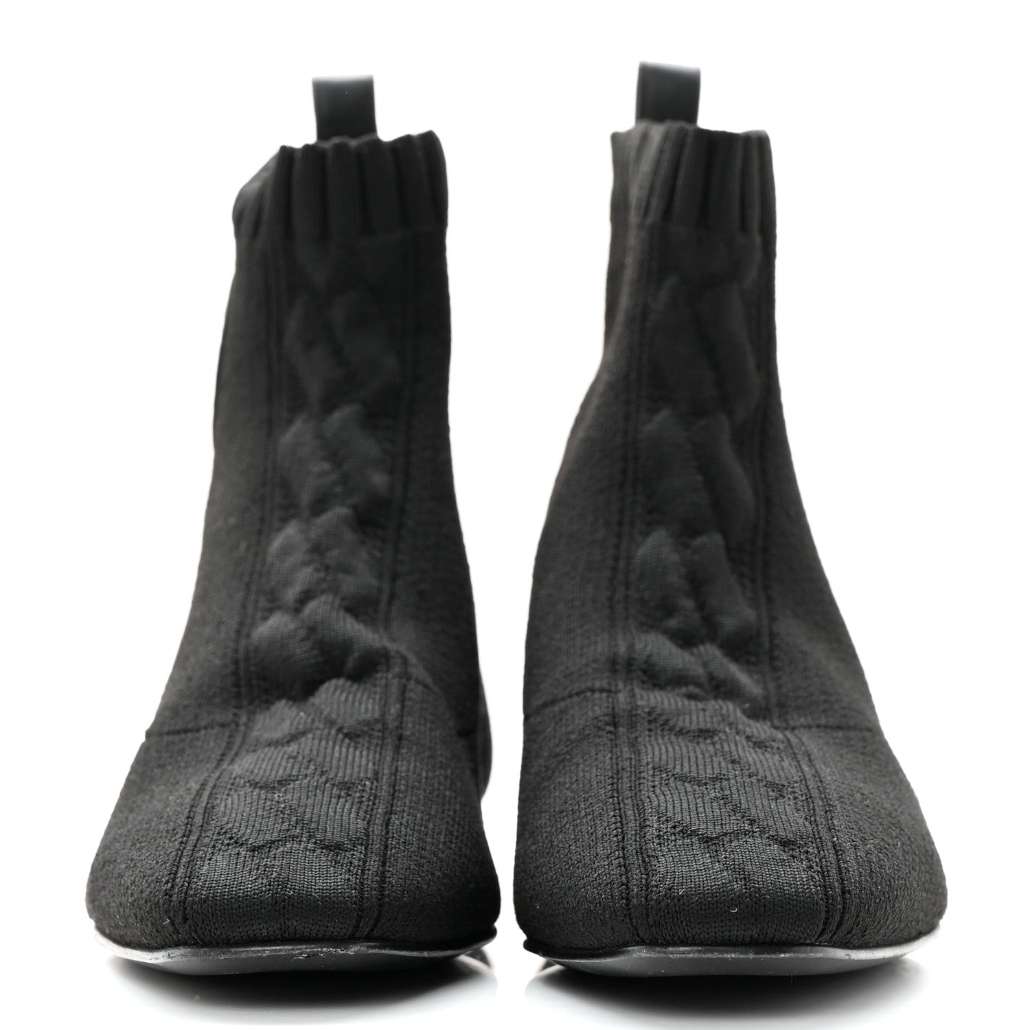 Hermes Knit Calfskin Duo Ankle Boots 36 Black 2 of 11