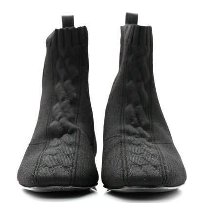 Hermes Knit Calfskin Duo Ankle Boots 36 Black 2 of 11