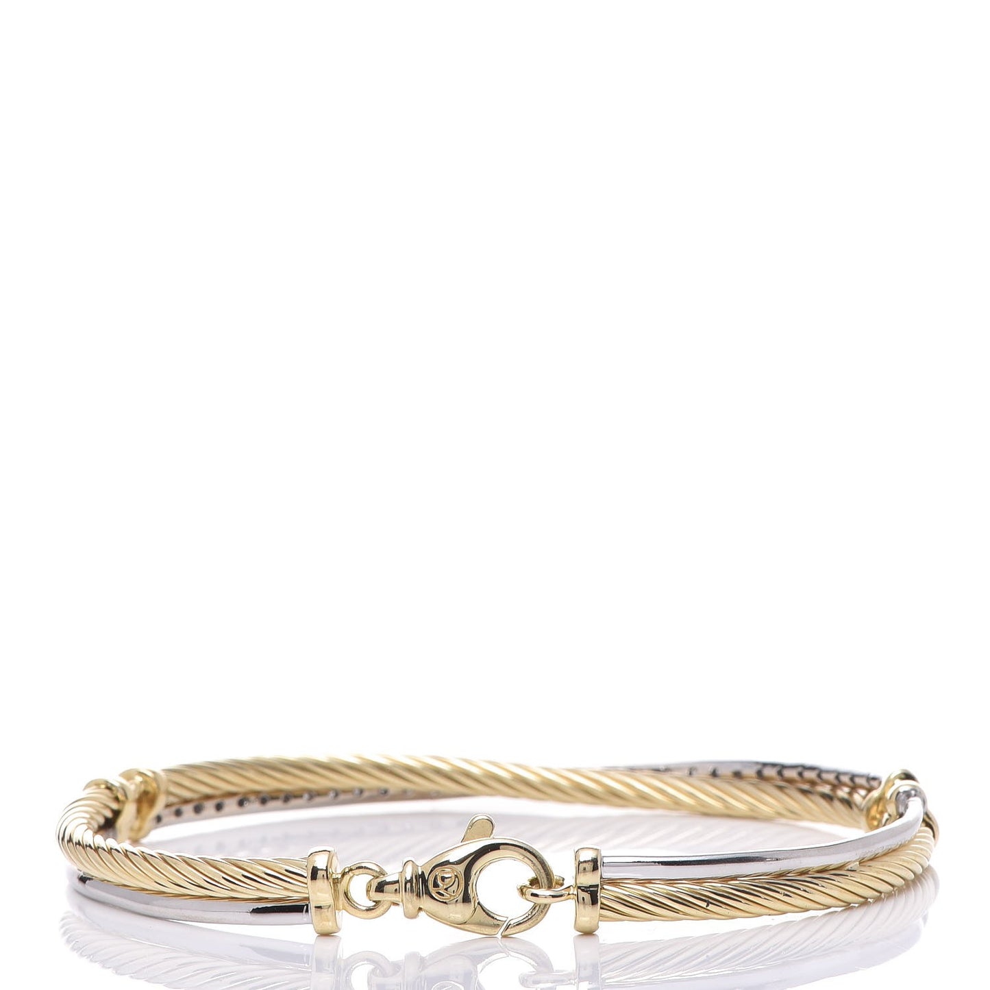 18K White Yellow Gold Diamond Crossover Bracelet