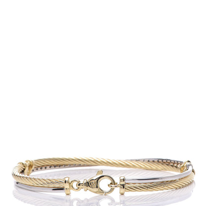 David Yurman 18K White Yellow Gold Diamond Crossover Bracelet 3 of 6