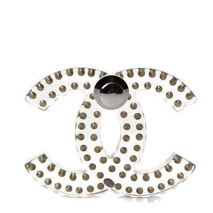Chanel Resin Crystal Large CC Brooch Transparent Silver 3 of 4