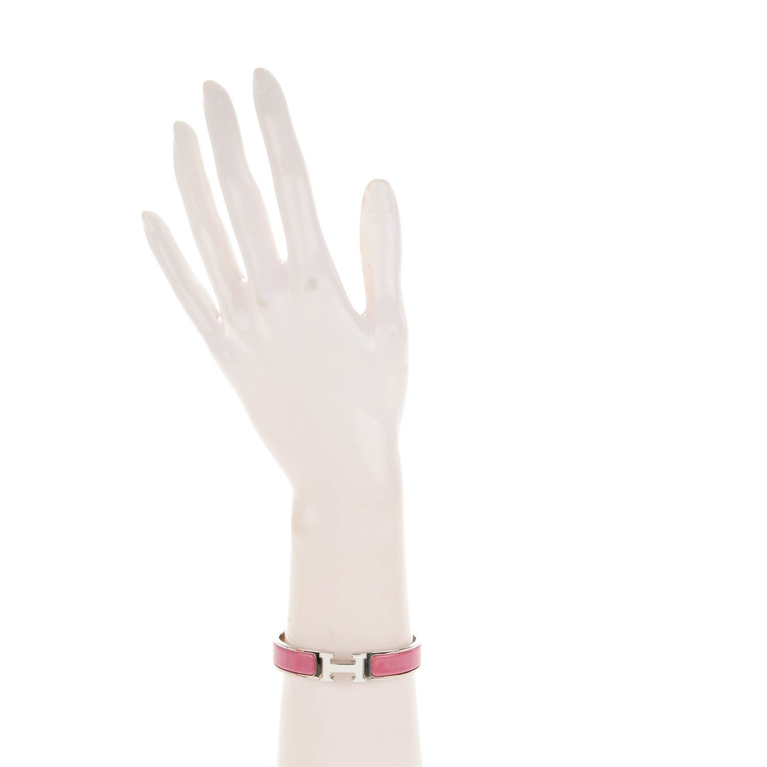 Hermes Enamel Narrow Clic Clac H Bracelet PM Rose Velours White 2 of 4