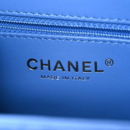 Chanel Shiny Aged Calfskin Quilted Nano Kelly Shopper Blue 6 of 10