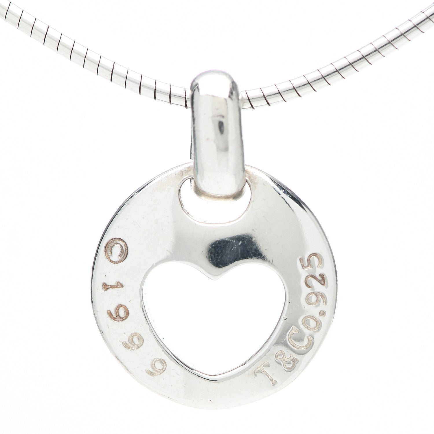 Tiffany Sterling Silver Heart Wire Pendant Necklace 4 of 6