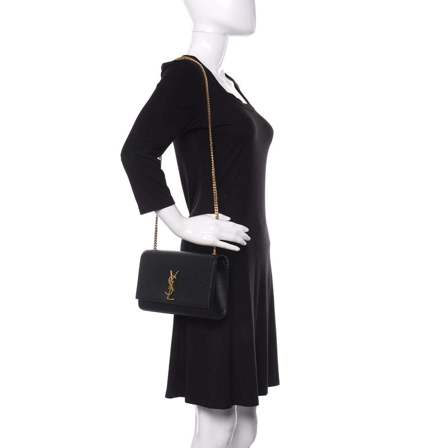 Grain De Poudre Medium Classic Monogram Kate Satchel Black