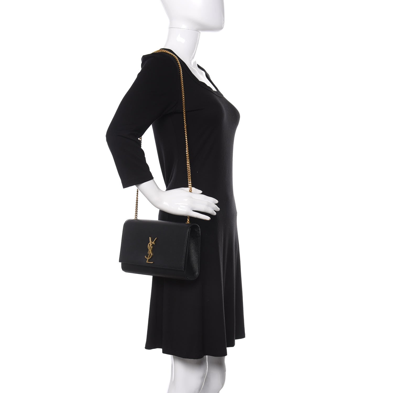 Saint Laurent Grain De Poudre Medium Classic Monogram Kate Satchel Black 2 of 11