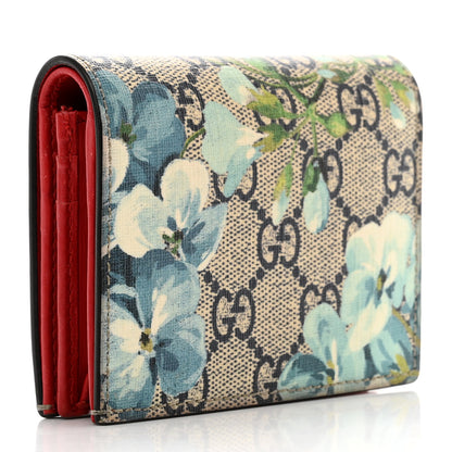 Gucci GG Supreme Monogram Blooms Card Case Beige Blue Navy Hibiscus Red 3 of 8