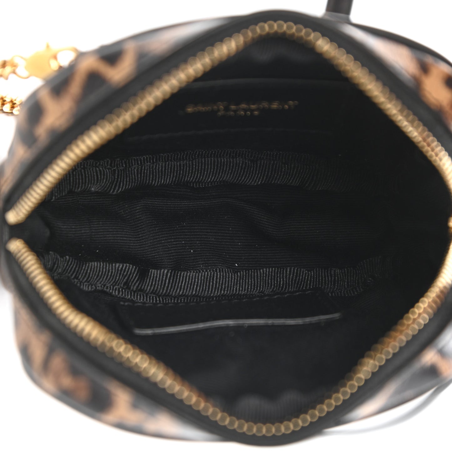 Calfskin Heart Leopard Print Monogram Baby Lou Camera Bag Toffee