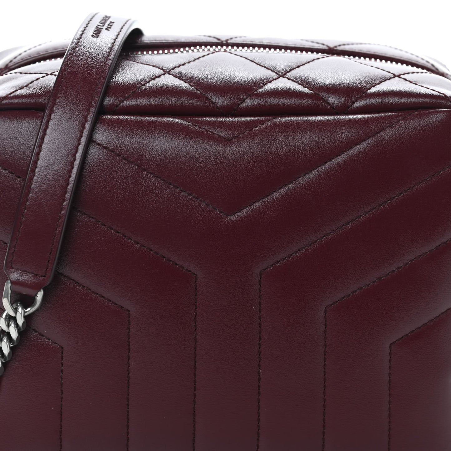 Calfskin Y Quilted Monogram Small Loulou Bowling Bag Rouge Legion