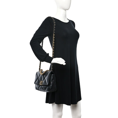 Chanel Lambskin Quilted Medium Chanel 19 Flap Black 2 of 9