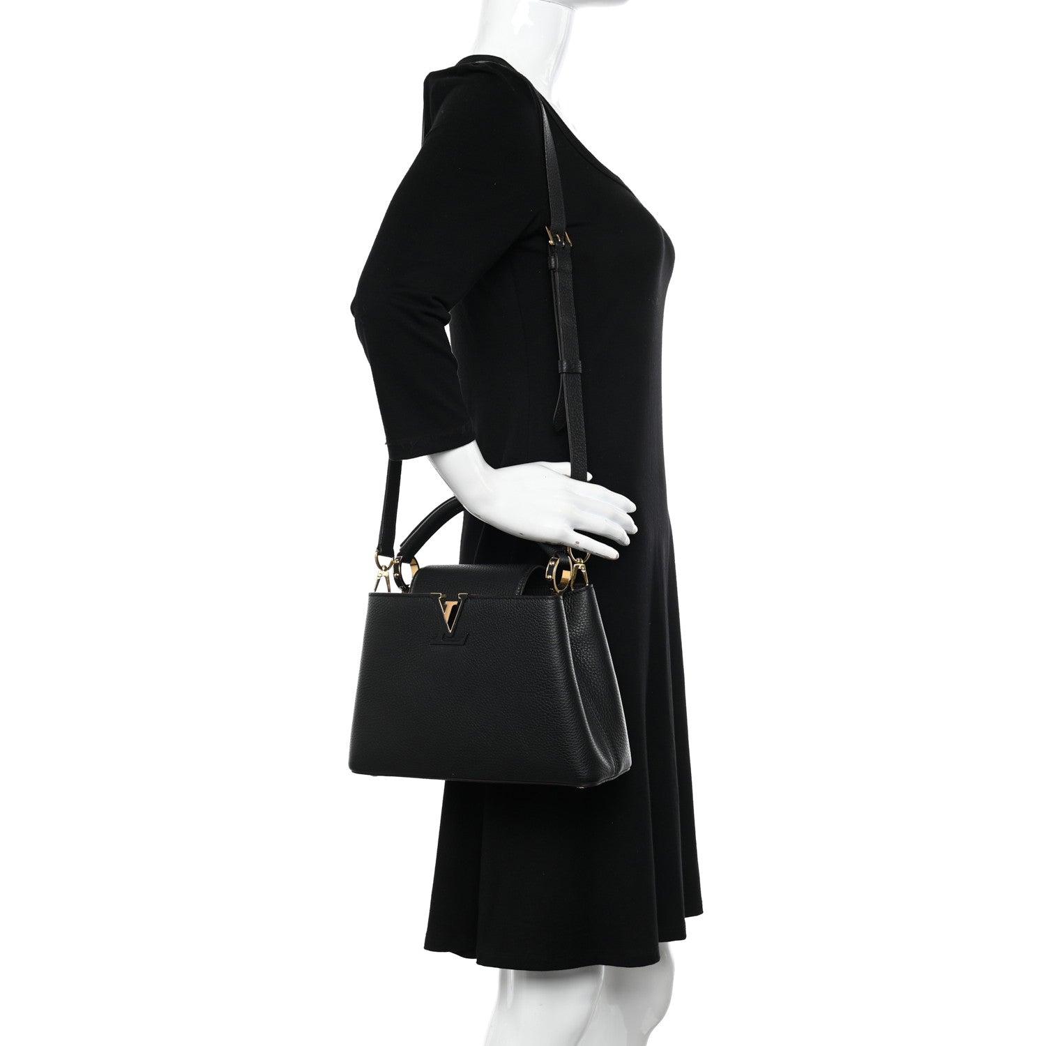 Louis Vuitton Taurillon Capucines BB Black 2 of 11