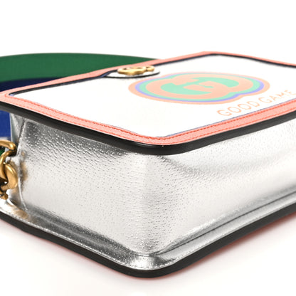 Gucci Laminated Textured Dollar Calfskin Good Game Interlocking G Top Handle Shoulder Bag Silver 9 of 10
