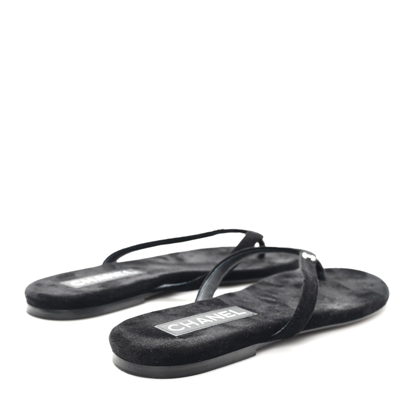 Velvet Crystal CC Thong Sandals 38 Black