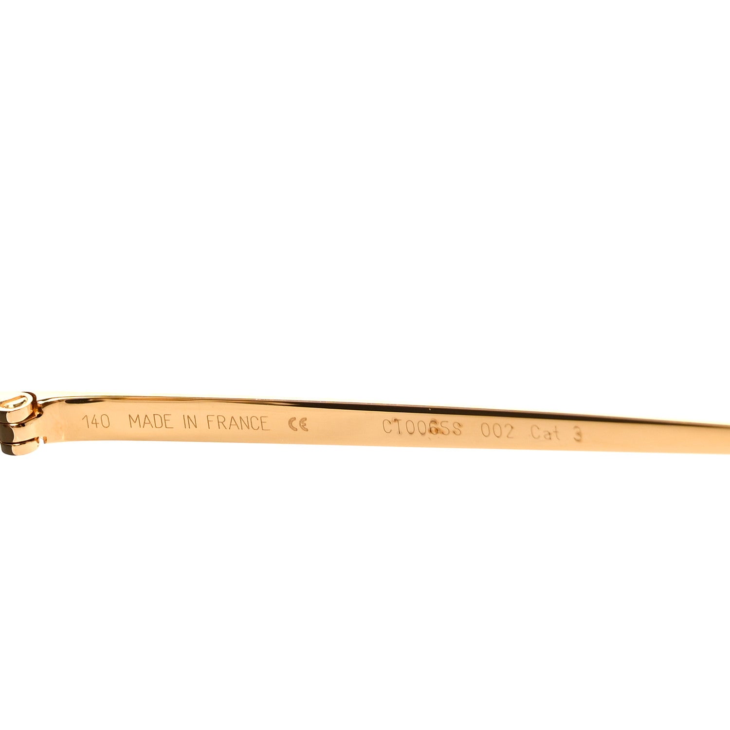 Cartier Santos de Cartier Aviator Sunglasses CT0065S Gold Black 6 of 7