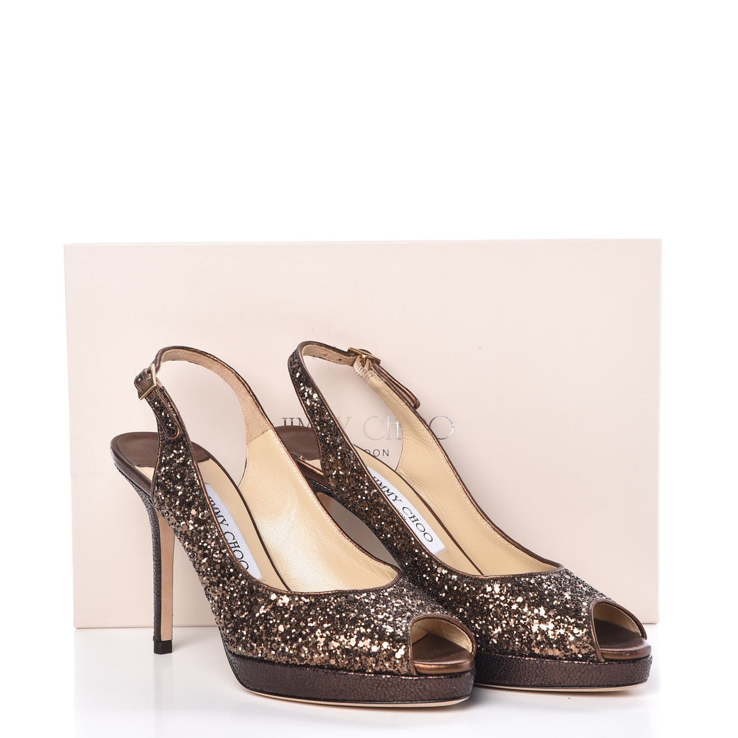 Coarse Glitter Fabric Nova Slingback Pumps 36.5 Bronze
