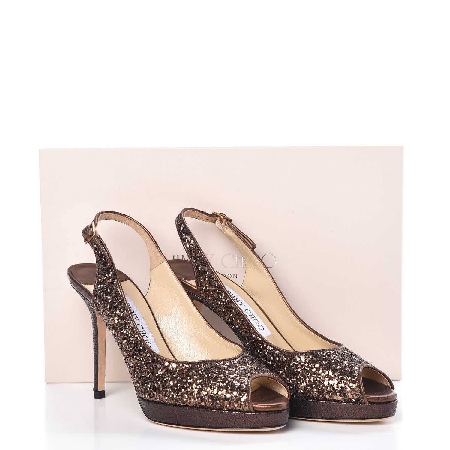 Jimmy Choo Coarse Glitter Fabric Nova Slingback Pumps 36.5 Bronze 10 of 10