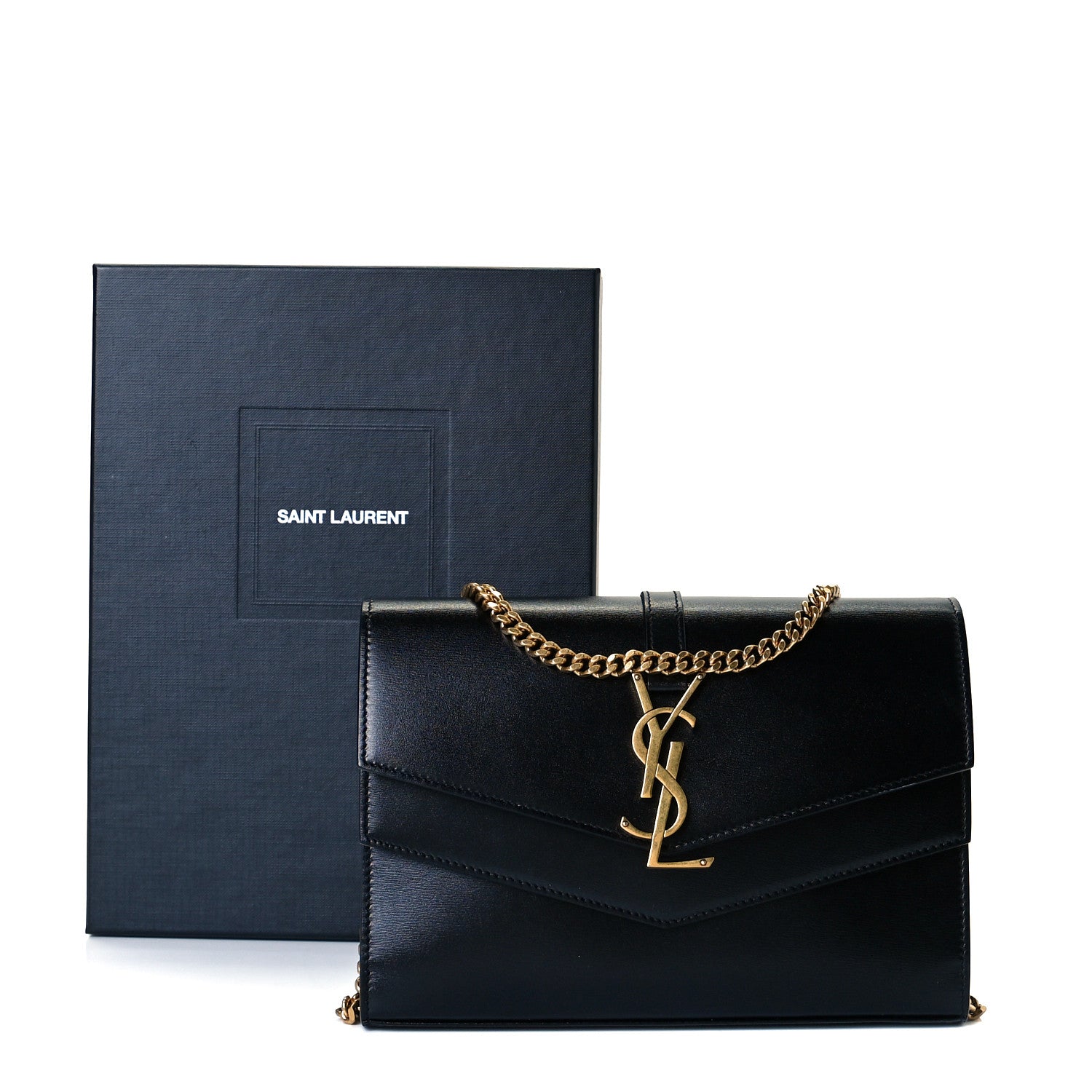 Saint Laurent Smooth Calfskin Monogram Sulpice Chain Wallet Black 9 of 9