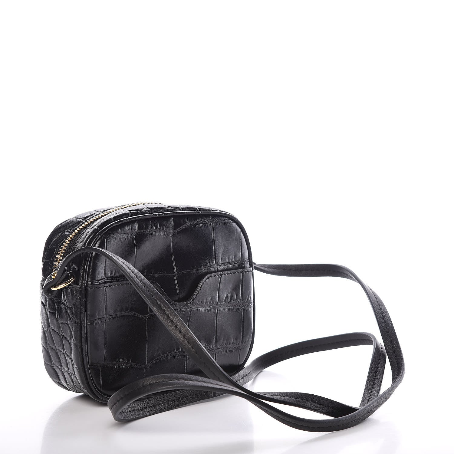 Alexander McQueen Calfskin Crocodile Embossed Mini Camera Shoulder Bag Black 3 of 10