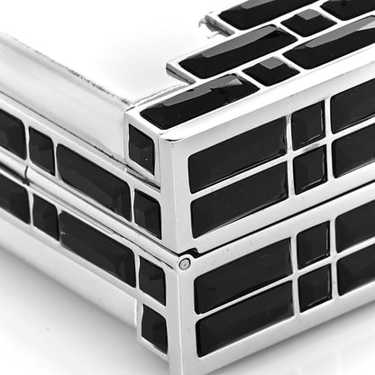 Judith Leiber Mirrored Box Clutch Black Silver 8 of 9