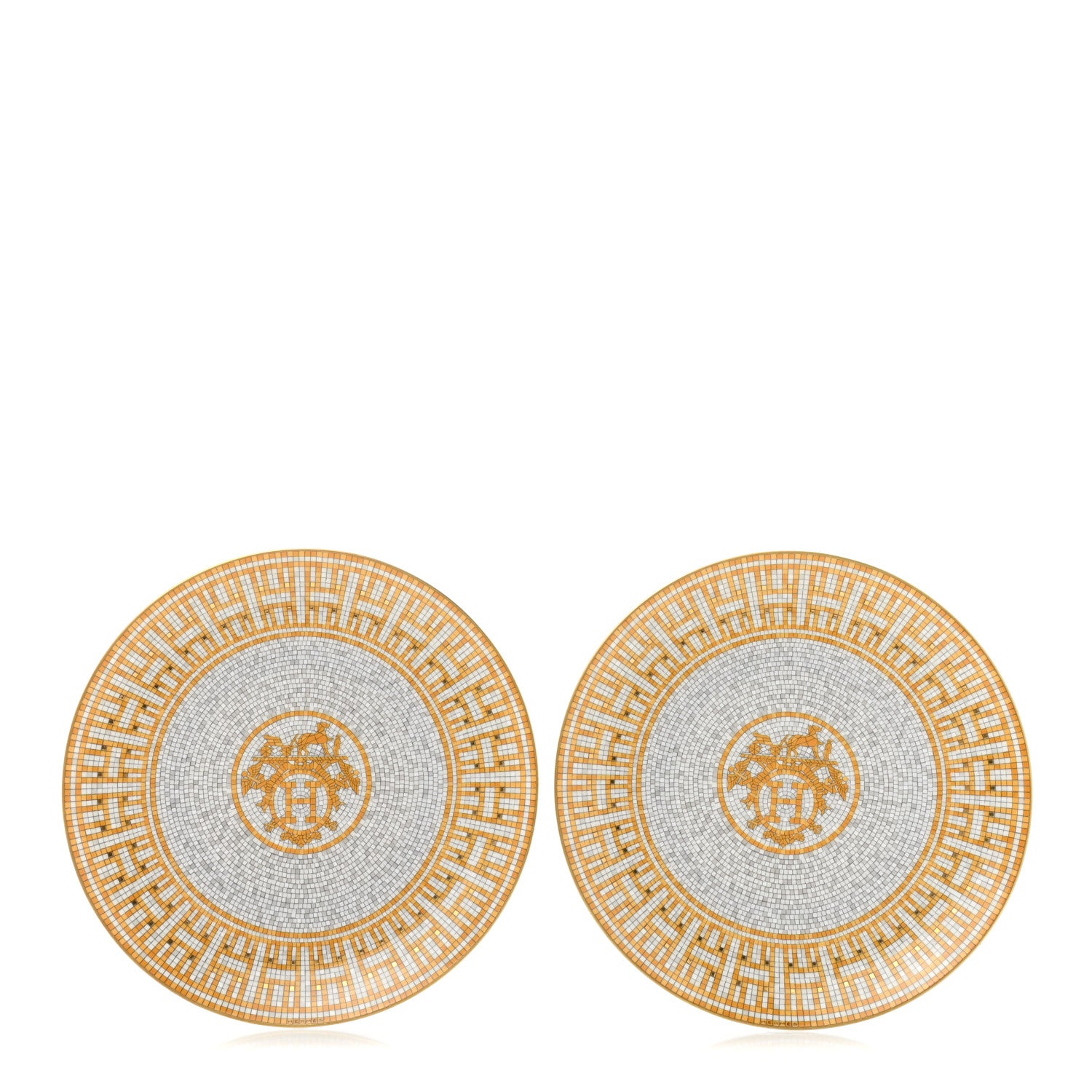 Hermes Porcelain Mosaique au 24 Dessert Plate Set of 2 1 of 6