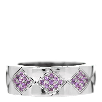 Chanel 18K White Gold Pink Sapphire Matelasse Ring 54 7 1 of 6