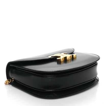 Celine Shiny Calfskin Besace Clea Chain Triomphe Black 4 of 9