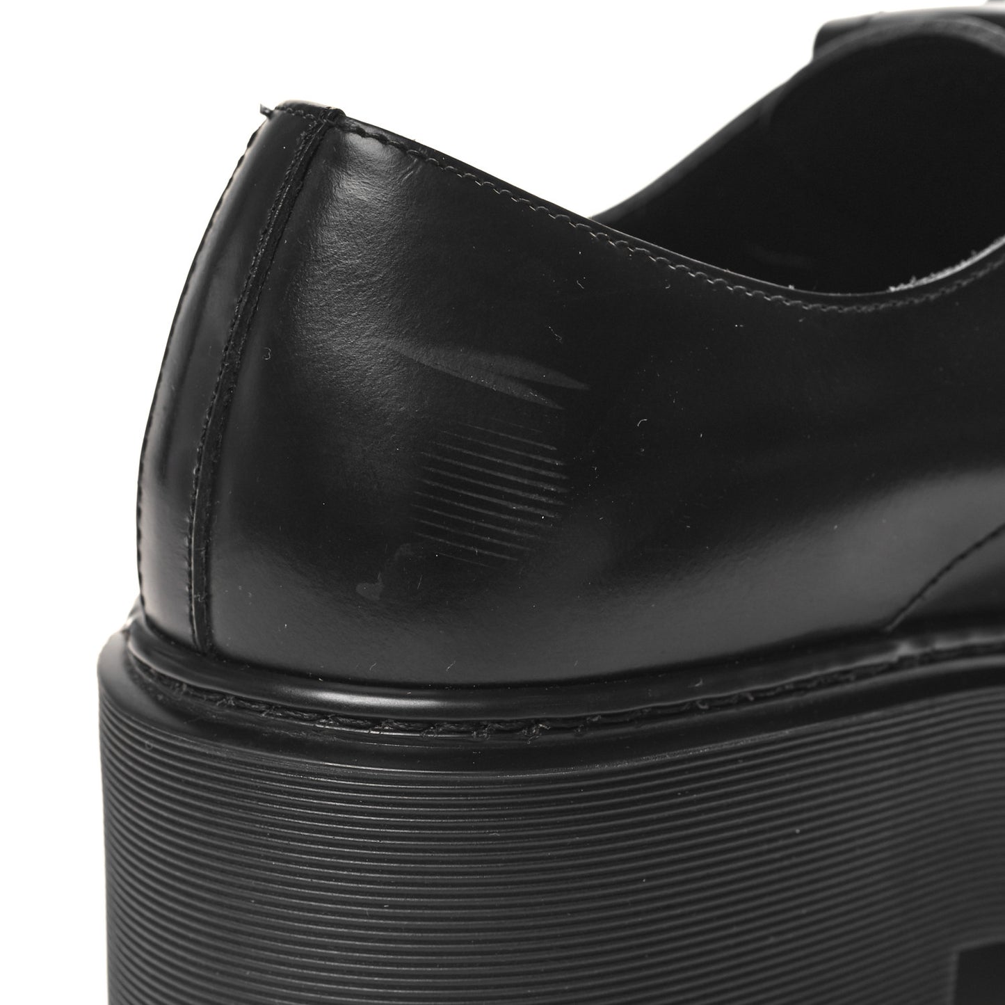 Glazed Calfskin Womens Hariston Derby Loafers 40 Black