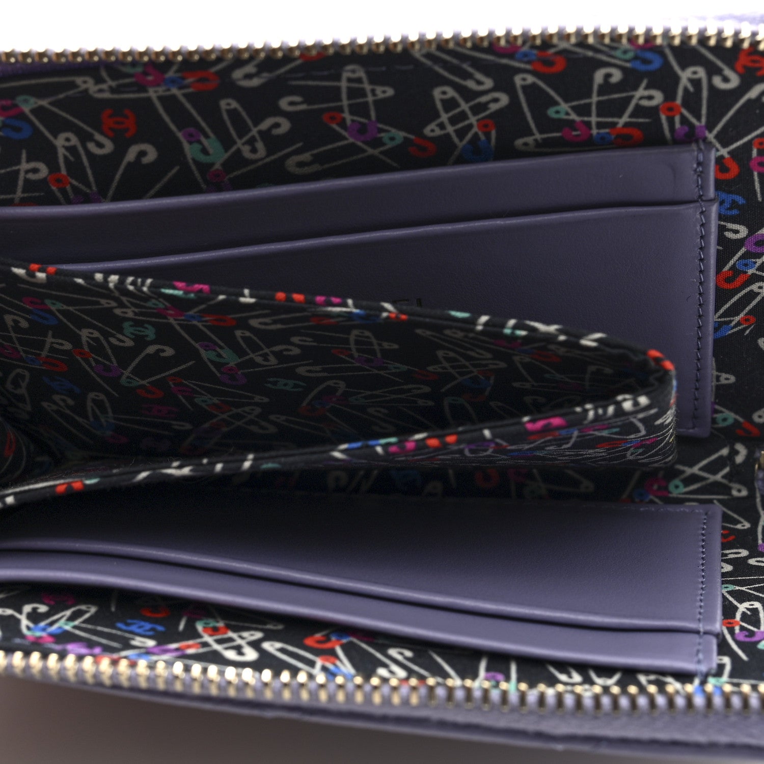 Chanel Caviar Quilted CC Zip Around Card Holder Wallet  Purple 5 of 8