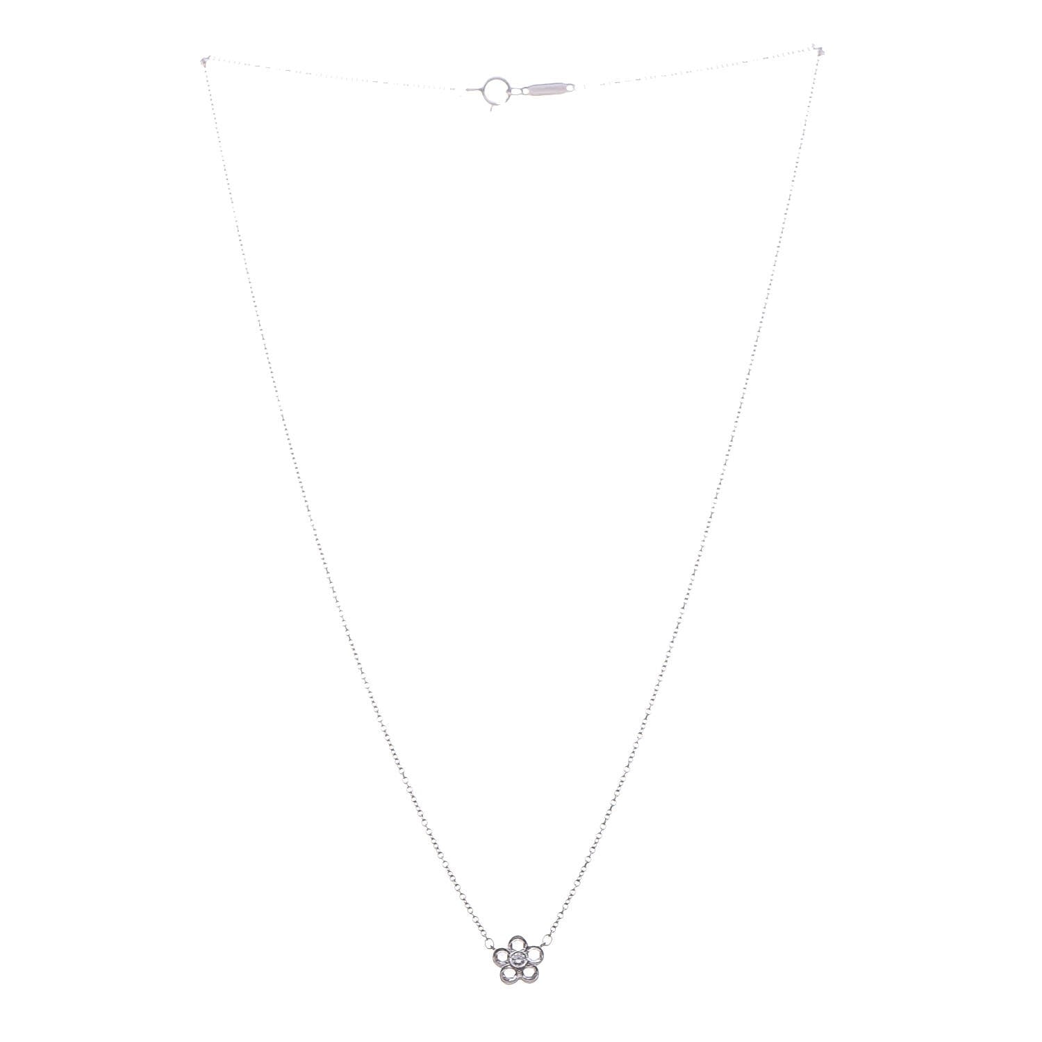 Tiffany Platinum Diamond Flower Necklace 3 of 7